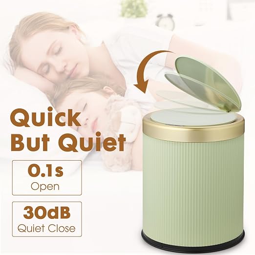 Motion Sensor Trash Can Bathroom,Touchless Garbage Can with Lid | 3.7 Gallon Modern Automatic Garbage Bin,Diaper Trash Bin,Plastic Smart Dog Proof Trash Bin for Bedroom, Office, Kitchen-Green