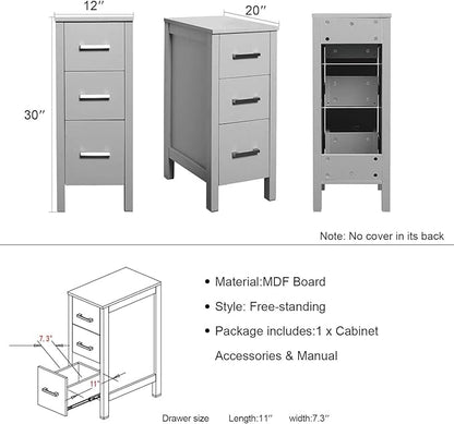 UEV 60" Modern Bathroom Vanity Set in Grey, Double Bathroom Vanities with Sink Combos and Removable Side Cabinet, Bathroom Vanity Set for Bathroom & Toilet,Mirror Not Included (A06)