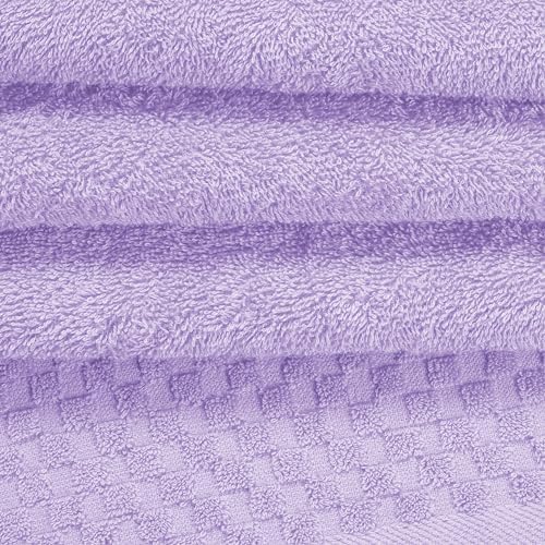 MyOwn Premium Cotton 6 Pack Towel Set for Bathroom, Contains 2 Bath Towels 28x55 inch, 2 Hand Towels 16x24 inch & 2 Wash Coths 12x12 inch, Ideal Everyday use, Compact & Lightweight - Purple