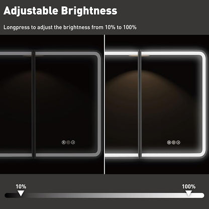 36 x 30 Inch LED Medicine Cabinet with Mirror, UL Certified Dimmable Lighted Bathroom Mirror Cabinet, Anti-Fog & Memory Function, 3 Color Modes, Recessed or Wall Mounted, Adjustable Shelf, Black