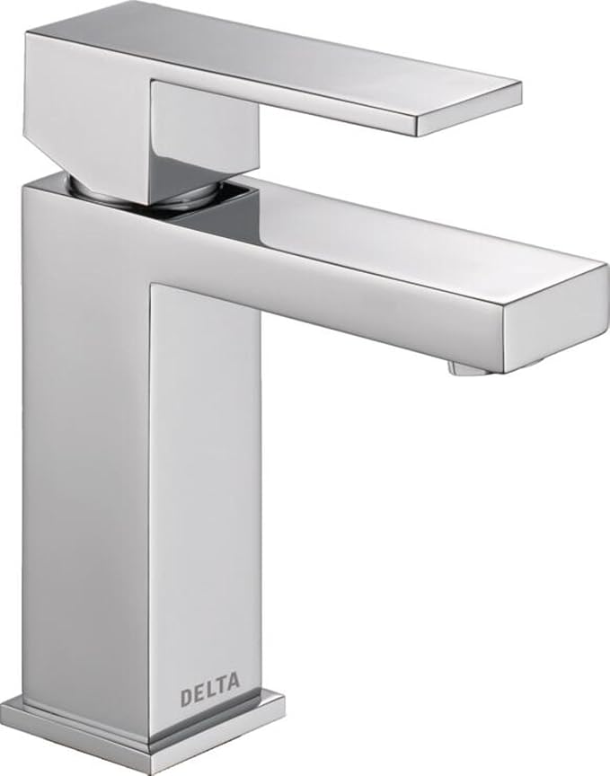 Delta Ara Chrome Bathroom Faucet 1 Hole, Low Flow Single Hole Bathroom Sink Faucet for Vanity, Push Pop-Up Drain Assembly, Chrome 567LF-HGM-PP