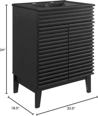 Modway Render 24" Bathroom Vanity with Sink in Black Black