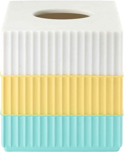 IZOD - Tissue Box Cover, Resin Countertop Bathroom Accessories, Dorm Room Essentials, Striped Bathroom Decor (Clubhouse Collection, Aqua)