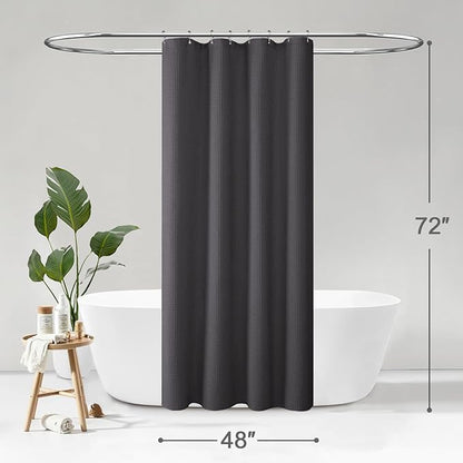 Stall Waffle Shower Curtain - Charcoal Gray Cotton Fabric Texture Heavyweight Shower Curtains for Narrow Bathroom,Washable,48Wx72L