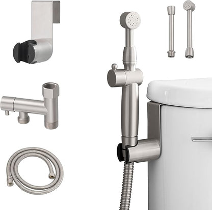 Brushed Nickel Handheld Bidet Sprayer Attachment for Toilet Brass Cloth Diaper Sprayer Bidets for Attachment Toilet with Adjustable Length Spray Heads