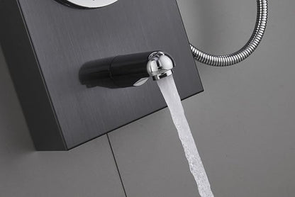 ELLO&ALLO Stainless Steel Shower Panel Tower System,LED Shower Head 6-Function Faucet Rain Massage System with Body Jets, Black