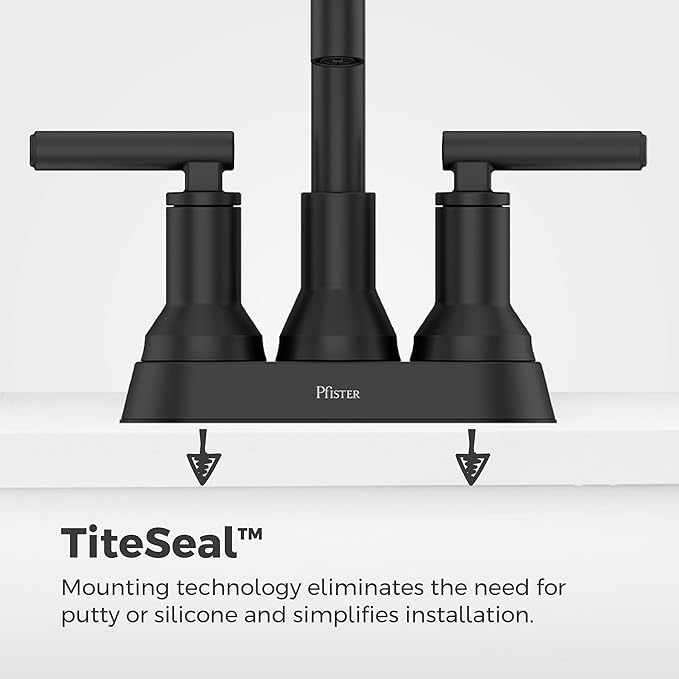 Pfister Capistrano Bathroom Sink Faucet, 4-Inch Centerset, 2-Handle, 3-Hole, NSF Certified, Spot Defense Matte Black Finish, LF048CSOSDB
