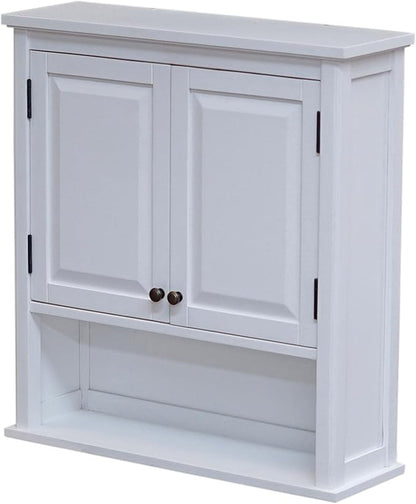 Dorset Bathroom Wall Cabinet - White Bathroom Cabinet Wall Mount Medicine Organizer with Adjustable Shelves, 2 Doors & Open Shelf - Space Saver Above Toilet Storage Cabinet by Alaterre Furniture
