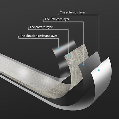 Art3d Peel and Stick Floor Tile Vinyl Wood Plank 12-Pack 18 Sq.Ft, Light Grey, Rigid Surface Hard Core Easy DIY Self-Adhesive Flooring