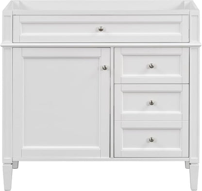 36" Bathroom Vanity Without Top Sink,Modern Freestanding Storage Cabinet with 2 Soft-Close Drawers & Tip-Out Tray,Solid Wood Frame Vanity Only w/Adjustable Shelf & Door Organizer,White