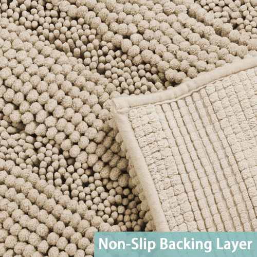 Turquoize Small Bathroom Rug 17x24, Soft Absorbent Chenille Bath Rug, Fog