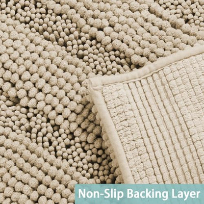 Turquoize Small Bathroom Rug 17x24, Soft Absorbent Chenille Bath Rug, Fog