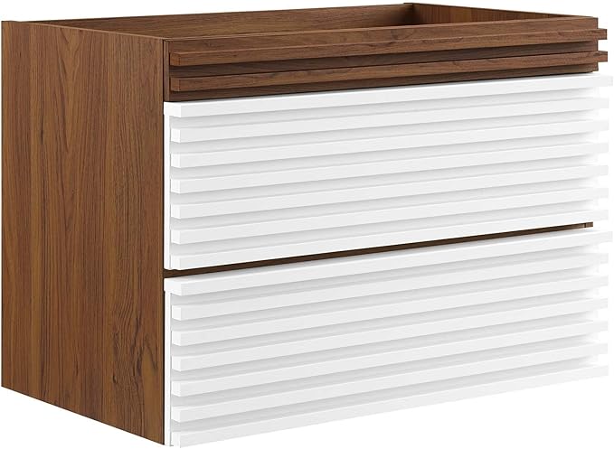 Modway Render 30" Wall-Mount Bathroom Vanity in White Walnut - Sink Basin Not Included