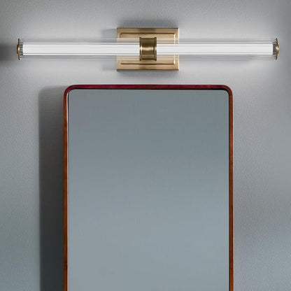 Kichler Laurene LED Bath Bar Light, Champagne Bronze | Linear vanity light with clear fluted glass for bathroom mirrors (31" x 5"), 55197CPZLED