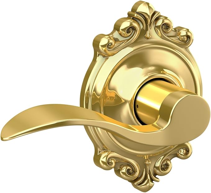 SCHLAGE Accent Lever with Brookshire Trim Hall and Closet Lock in Bright Brass
