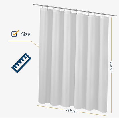 N&Y HOME Short Fabric Shower Curtain Liner 72 x 65 Shorter Length, Hotel Quality, Washable, Water Repellent, White Bathroom Curtains with Grommets, 72x65