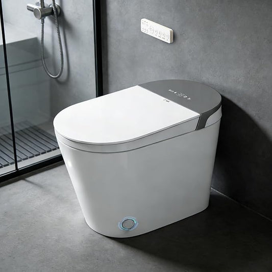 Smart Toilet with Bidet Built in, Elongated One Piece Bidet Toilet with Auto Flush, Heated Seat, Instant Warm Water, Dryer, Foot Sensor.Deodorization