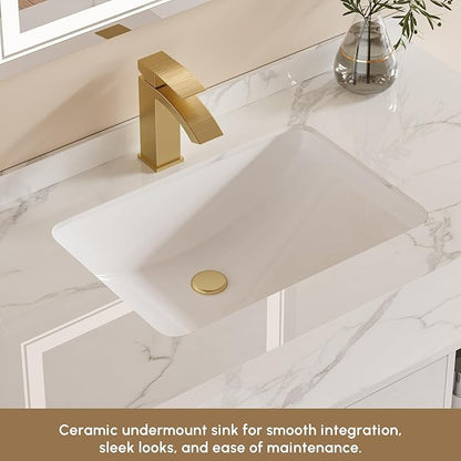 Bathroom Vanity with Sink, 39.3" Floating Bathroom Vanity Set Modern Wall-Mounted Cabinet with Sintered Stone Countertop, Undermount Sink & White Finish, Easy to Clean