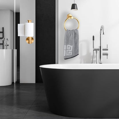 Brushed Gold Bathroom Hardware Set, Towel Ring & Toilet Paper Holder, Stainless Steel SUS304, Hand Towel Hanger & Toilet Roll Holder, Sturdy Bathroom Accessories for Home or Kitchen