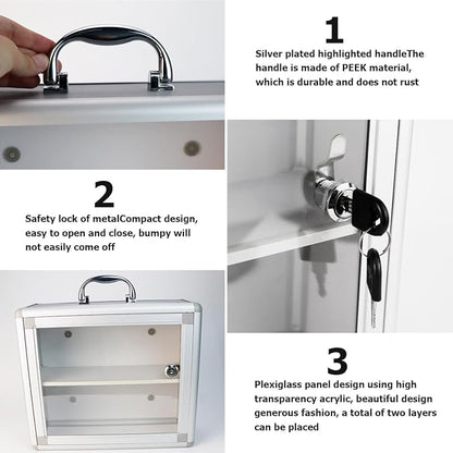 Wall Mountable Medicine Cabinet with Lock, Modern and Small Medicine Empty Box Portable Storage Container Hanging Medical Cabinet for Homes, Hotels and Offices