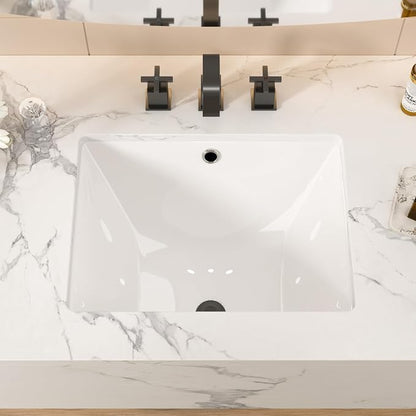 20-1/4“x15-1/8” White Ceramic Undermount bathroom sink | Under Counter Lavatory Vanity Sinks Basin for Bathroom