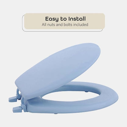 Soft Standard Vinyl Toilet Seat, Light Blue, 17 in