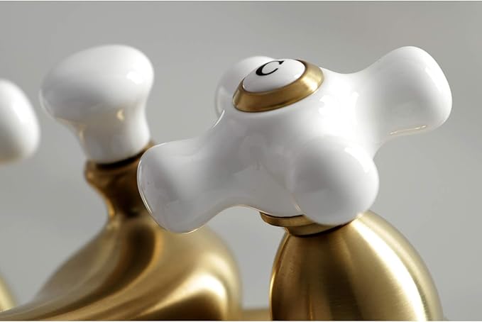 Kingston Brass KS3607PX 4 in. Center Bathroom Faucet, Brushed Brass, 6.38 x 4.5 x 3.06