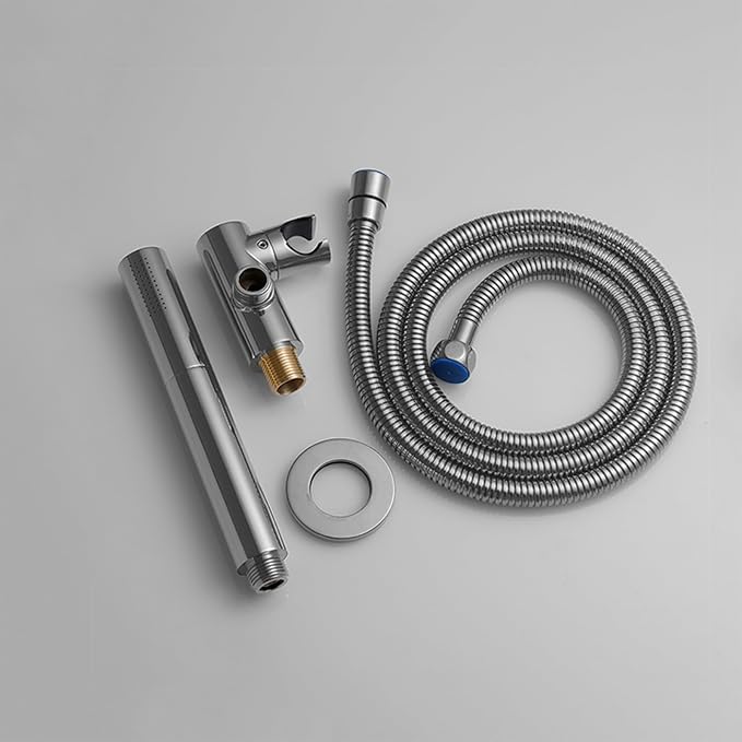 Hand Shower Head Chrome High Pressure Dual-Function Shower Wand | Jet Spray and Rainfall Modes, Brass, 7 Inch, High Flow, with 59 inch Hose and Bracket