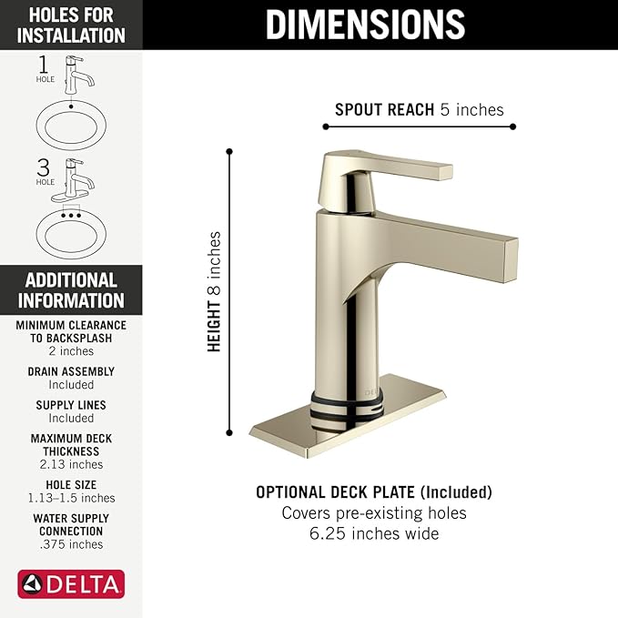 DELTA FAUCET 574T-CZ-DST Handle Bathroom Faucet with Touch2O.xt Technology Single Hole, Touchless, Champagne Bronze
