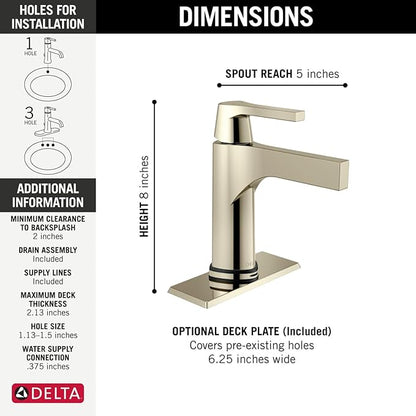 DELTA FAUCET 574T-CZ-DST Handle Bathroom Faucet with Touch2O.xt Technology Single Hole, Touchless, Champagne Bronze