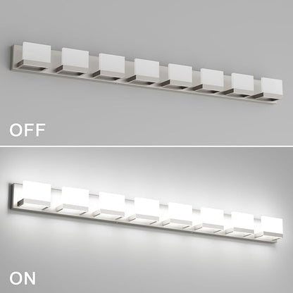Tipace 8 Lights LED Modern Vanity Light Brushed Nickel Bathroom Lighting Fixture Up and Down Bathroom Wall Light Over Mirror(White Light 6000K)