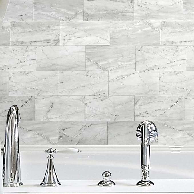 BeNice Peel and Stick Tile Backsplash Bathroom Gray White 23pcs