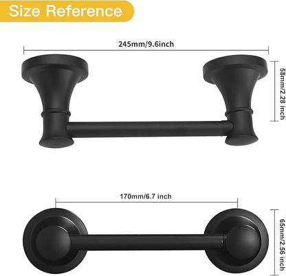 Bathroom Toilet Paper Holder Wall Mount Tissue Holder Matte Black | Rustproof Toilet Tissue Roll Holder, Flexible Double Post Pivoting Handle, Bathroom Accessories SUS304 Stainless Steel