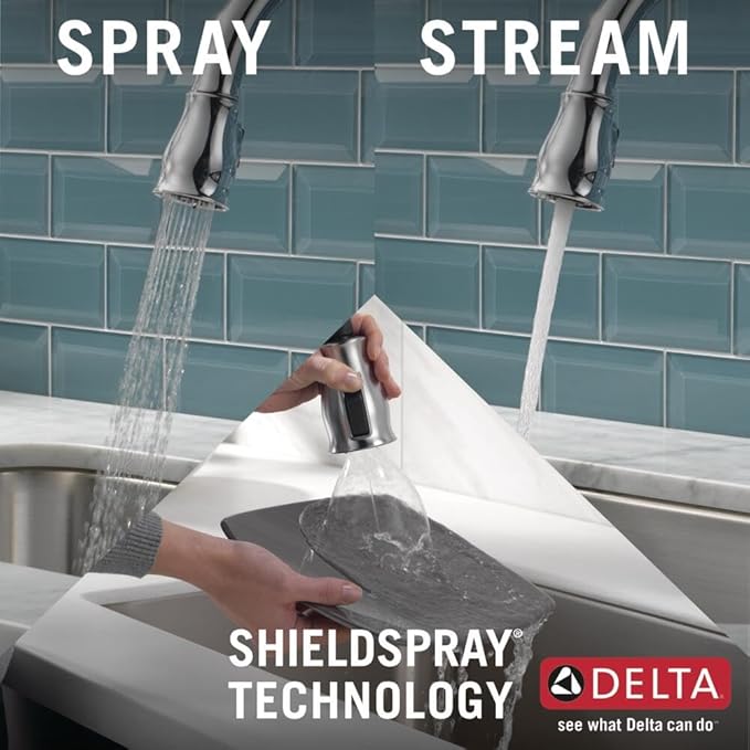 Delta Leland Chrome Touch Kitchen Faucet with Pull Down Sprayer, Traditional Single Hole Touch On Kitchen Sink Faucet, Single Handle, Chrome 9178T-DST