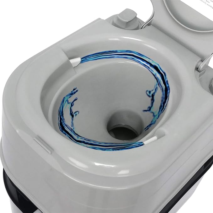 XKMT- Gray 24L Advanced Portable Toilet Flush Camping Travel Outdoor Picnic Piston Pump Commode [P/N: ET-TOILET002-24L]