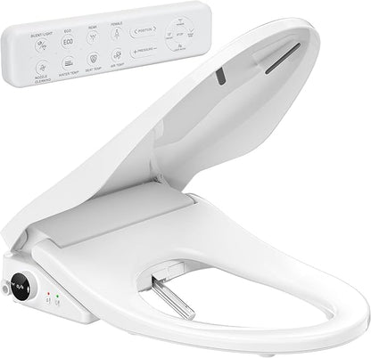 Electric Bidet Toilet Seat with Instant Warm Bidet Wash & Warm Air Dryer, Self-Cleaning Stainless Steel Nozzle, Soft Close Lid, Elongated
