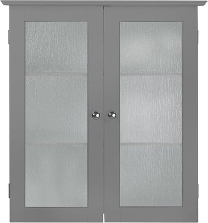 Teamson Home Connor Removable Wall Cabinet, Gray | 2 Glass Doors, 2 Adjustable Shelves
