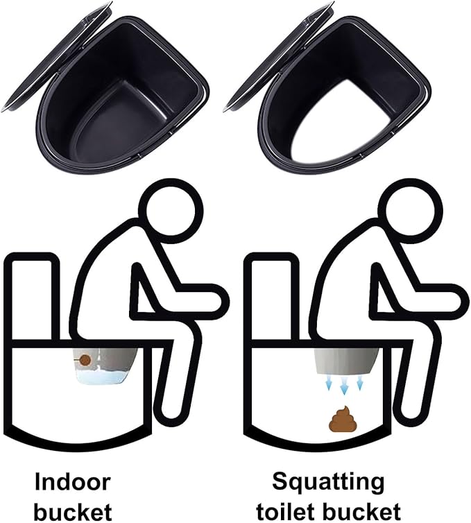 Portable Toilet for Camping, Indoor Outdoor Commode with 2 Detachable Inner Bucket, Removable Paper Holder, Toilet Brush, Travel Toilets for Camping, Hiking, Boat, Van, Emergency Use (White1)