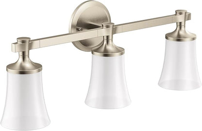 Moen YB0363BN Flara 3-Light Dual-Mount Bath Bathroom Vanity Light Fixture with Frosted Glass, Brushed Nickel
