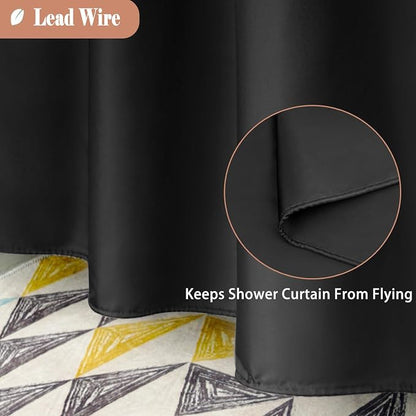 UFRIDAY Shower Curtain Grey and White 72 x 72 Inch, Fabric Shower Curtain with Window.Shower Curtain for Bathroom and Bathtubs,Machine Washable, Hotel Quality, Black