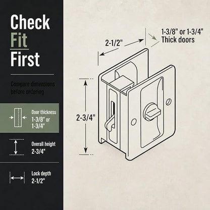 Prime-Line N 7578 Pocket Door Privacy Lock with Pull, Matte Black Finish | Single Pack