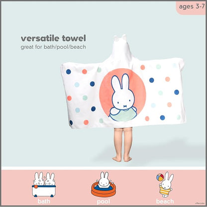 Miffy Kids Super Soft Bath/Pool/Beach Soft Cotton Terry Hooded Towel Wrap, 24 in x 50 in (Officially Licensed Product) By Franco