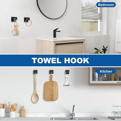 Cilee 10-Pieces Matte Black Bathroom Hardware Set, 24 inch Towel Bar Set | Towel Bar, Square Towel Ring Toilet Paper Holder Towel Hook, Bathroom Accessories Wall-Mounted Stainless Steel Towel Rack Set