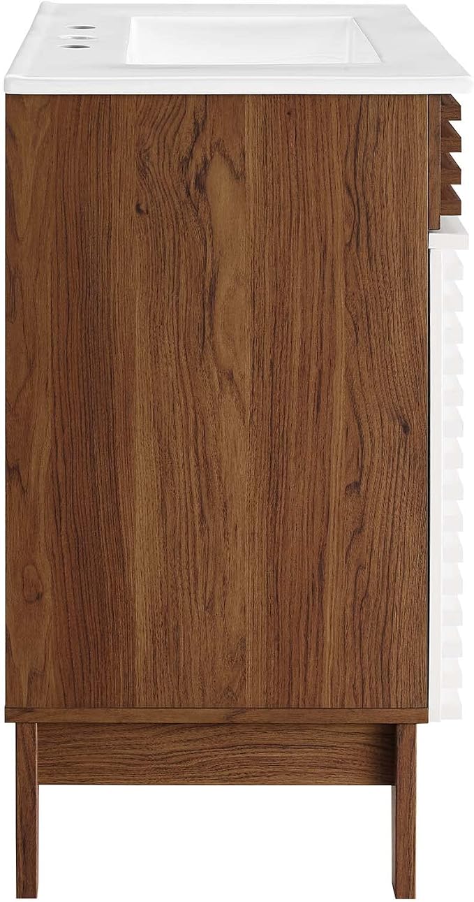 Modway Render 30" Bathroom Vanity With Sink in White Walnut White