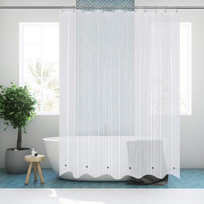 70x70 Shower Curtain Liner Clear | 6 Bottom Magnets,12 Rustproof Grommets,Water Proof Heavy Duty PEVA,70W x 70H for Bathroom