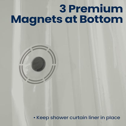 downluxe Shower Curtain Liner, PEVA Plastic Shower Liner with 3 Magnets, 72" x 72" Waterproof Bathroom Curtain, Grey, 1 Pack