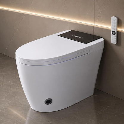 Smart Toilet with Bidet Built In, Heated Seat & Dual Auto Flush, Foot Sensor, Tankless Modern Elongated Electric Toilet with Warm Water Wash, Air Dryer, LED Display & 1000g MaP Flush, 1.28 GPF