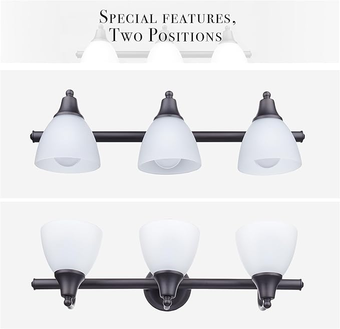 Globe Electric 51227 Jayden 5-Piece All-In-One Bathroom Set, Oil Rubbed Bronze, 3-Light Vanity Light with Frosted Glass Shades, Towel Bar, Toilet Paper Holder, Towel Ring, Robe Hook, Bulb Not Included
