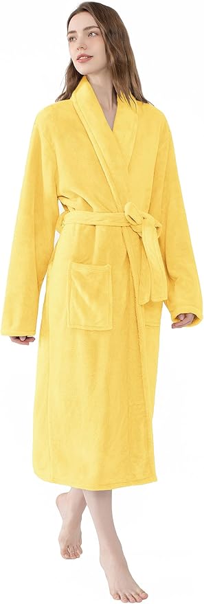 Soft Robe For Women，Warm Plush Bath Robes Female，Spa Towel After Shower Lightweight Long Bathrobe