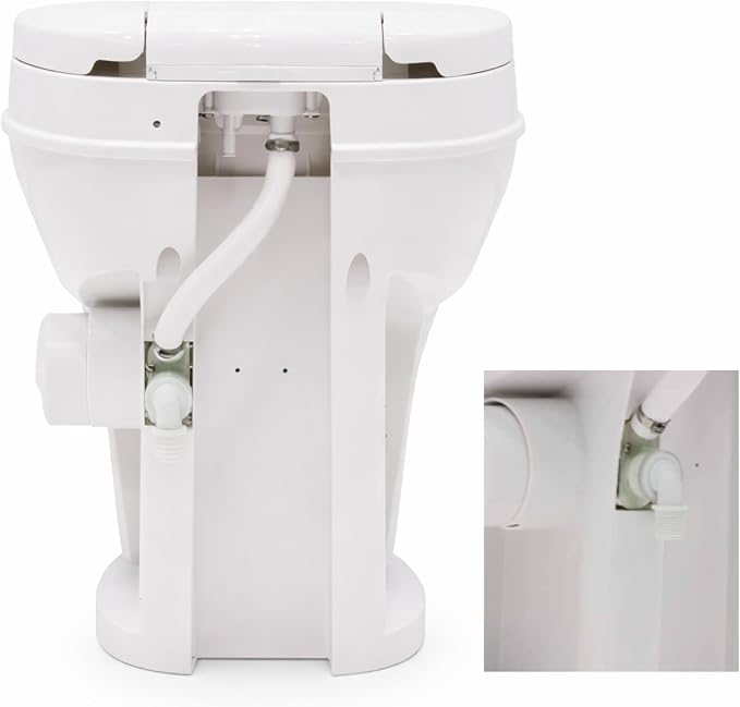 SEAFLO RV Toilet – 18.4" Residential Height, Gravity Flush Foot Pedal, 4-Year Warranty, Fits Most RVs (9.5" Rough-In), Soft Close Seat, 2-Bolt Mount, for Camper Travel Trailer Motorhome SFRTPH-01-01